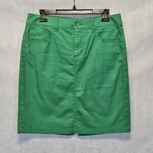 Bandolino Green Denim Knee  Length Skirt 98% Cotton 2% Spandex Size 6